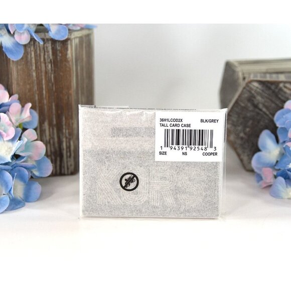 Michael Kors Cooper Black Taupe Leather Tall Card Case Holder Mini Wallet NWT - Picture 6 of 6